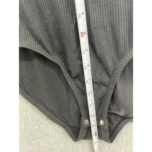 NY Collection Women's Bodysuit Ribbed 3/4 Sleeve Solid Black Medium - Picture 7 of 13